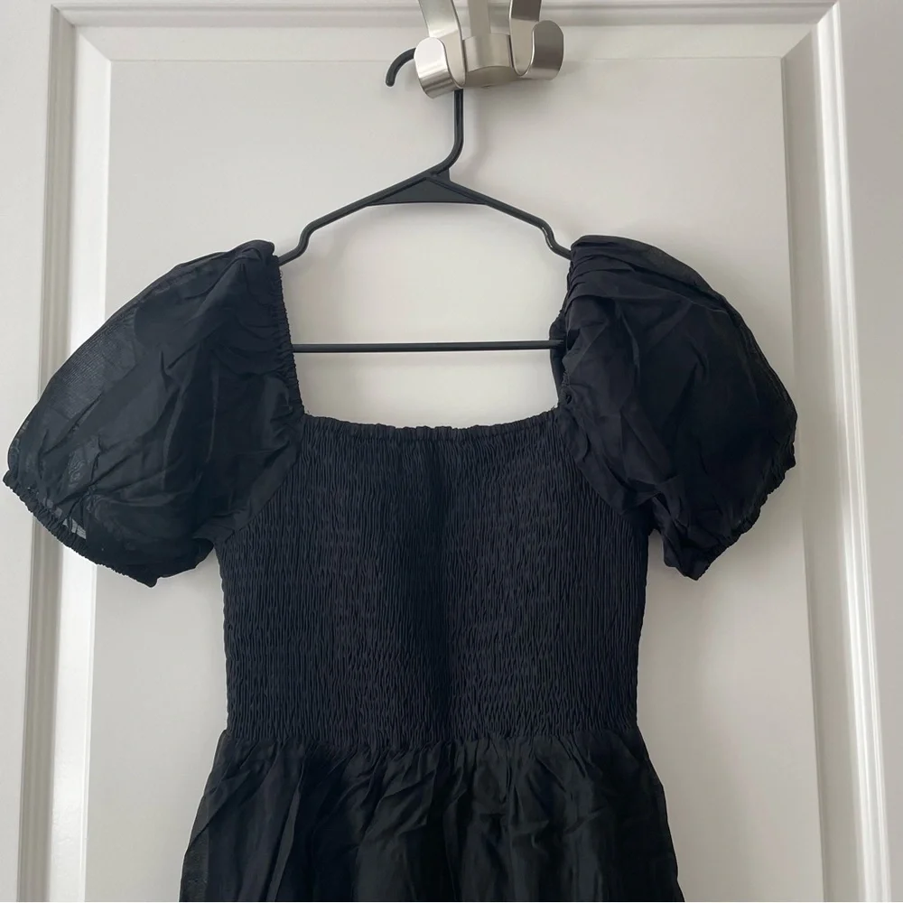 Lulu’s Inspiring Feelings Black Smocked Puff Sleeve Midi Dress Size XS - Picture 8 of 11